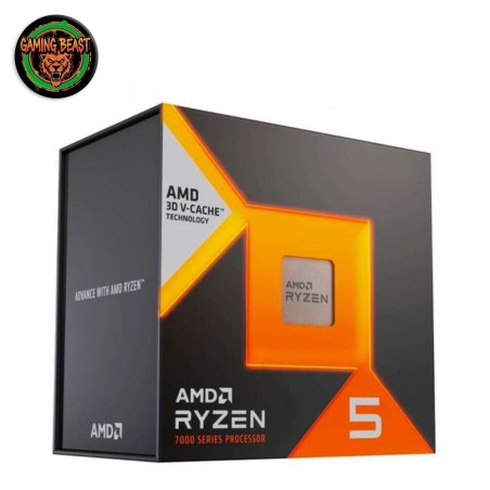 processore AMD Ryzen 5 7500X3D con dettagli arancioni e tecnologia 3D V-Cache.