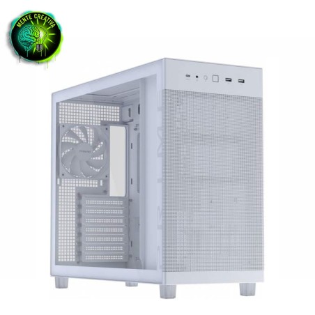 Case PC ASUS Prime AP303 TG bianco con pannello laterale in vetro temperato.
