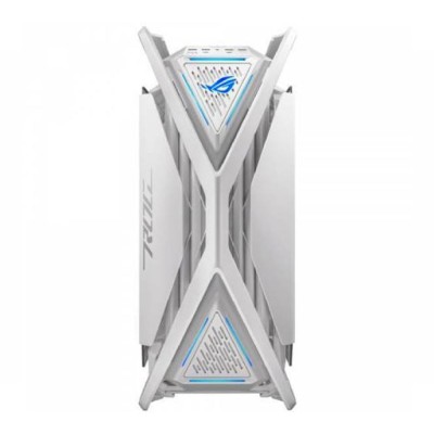 Case Full Tower ASUS ROG Hyperion GR701 bianco con struttura a X in alluminio.