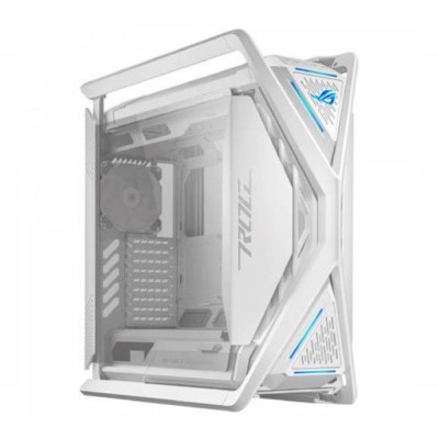 Case Full Tower ASUS ROG Hyperion GR701 bianco con struttura a X in alluminio.