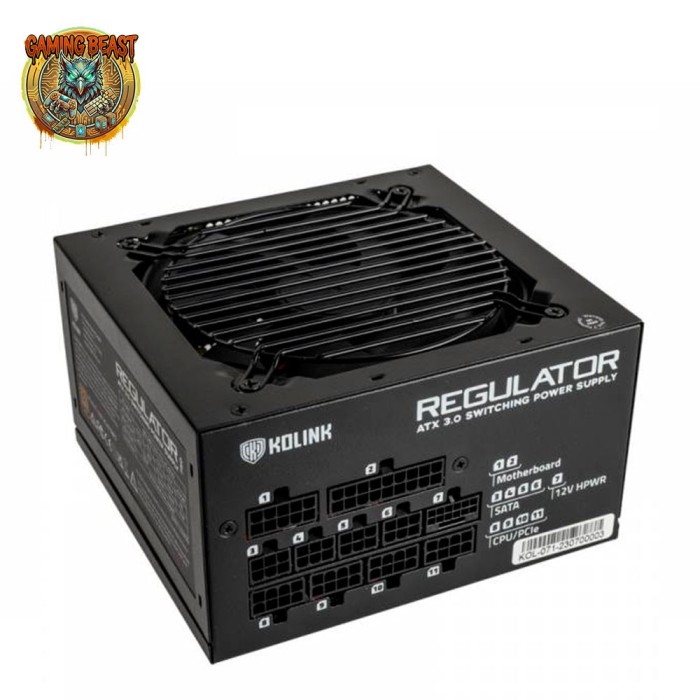 Alimentatore per PC Kolink REGULATOR da 750W, 80 Plus Gold, completamente modulare